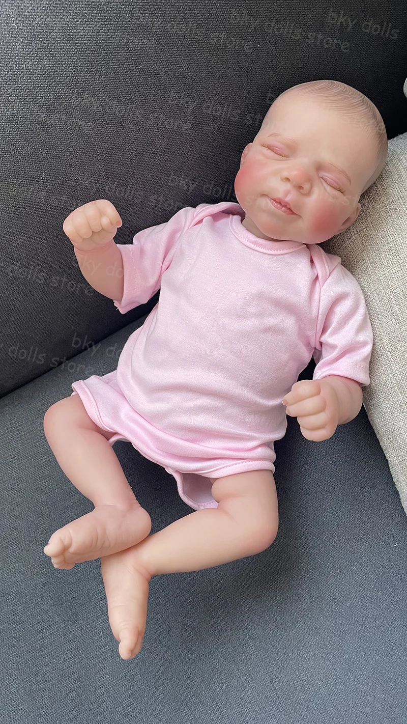 45CM Already Finished Reborn Doll Pascale Lifelike Newborn Baby Soft Hand-drawn Hair 3D Skin Painting Visible Veins Real Picture