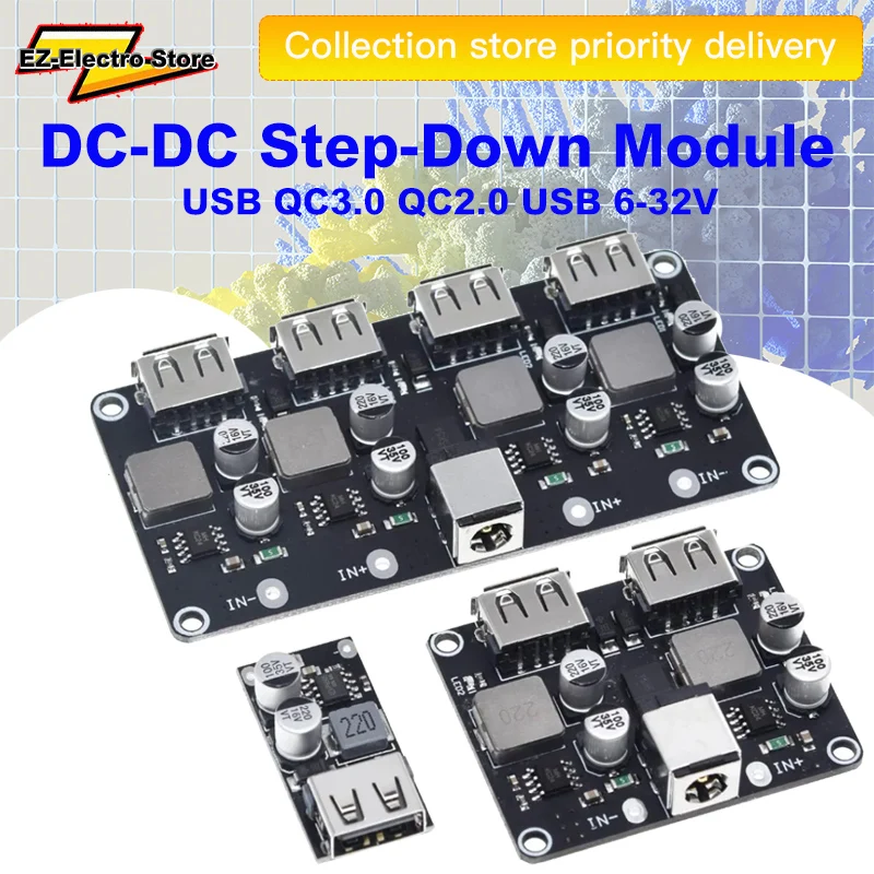 USB QC3.0 QC2.0 USB DC-DC Buck Converter Charging Step Down Module 6-32V 9V 12V 24V to Fast Quick Charger Circuit Board 5V
