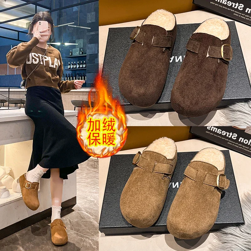 

Winter cotton shoes with lining, slippers; Mules for outdoor beach shoes women