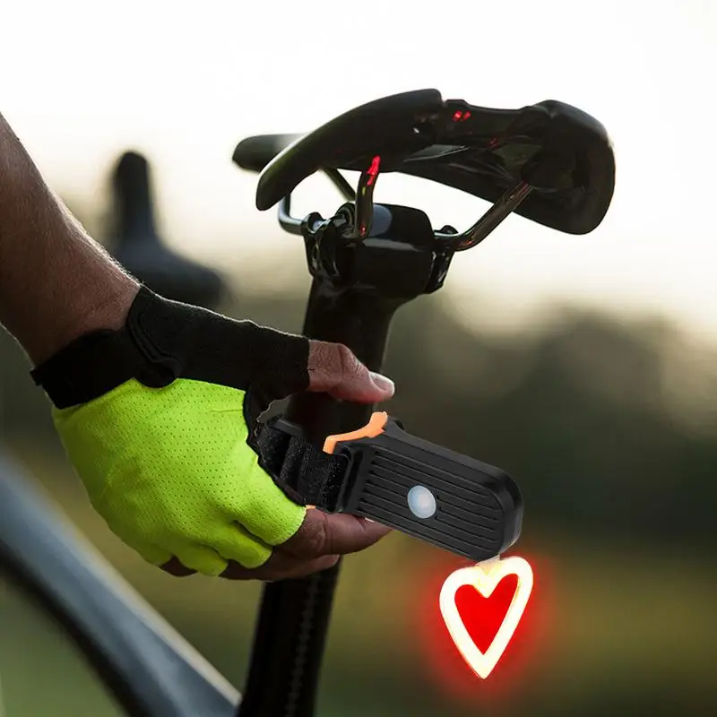 Bike Tail Light Creative Heart Shape Bike Back Light 3 Light Mode Options Tail Lights Bright Bicycle Lights