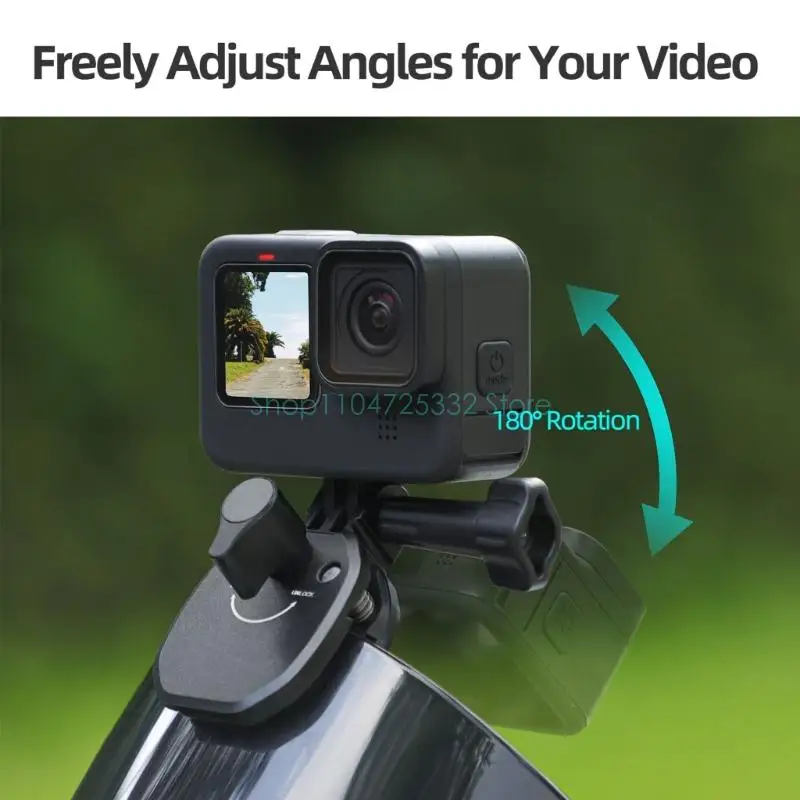 مشبك دعم كاميرا الحركة مع حشوة السيليكون لعطلة الزجاج الأمامي للدراجات النارية #5