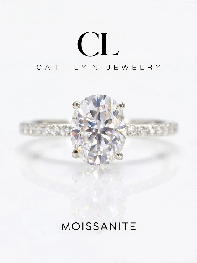 

Real 1CT Oval Moissanite Diamond Ring for Women 925 Sterling Silver Anniversary Party Gorgeous High Quality Fine Jewelry