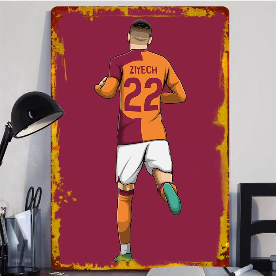 Ziyech 22 روما لكرة القدم ستار ملصق معدني جدار ديكور فني لمجموعة عشاق كرة القدم #2