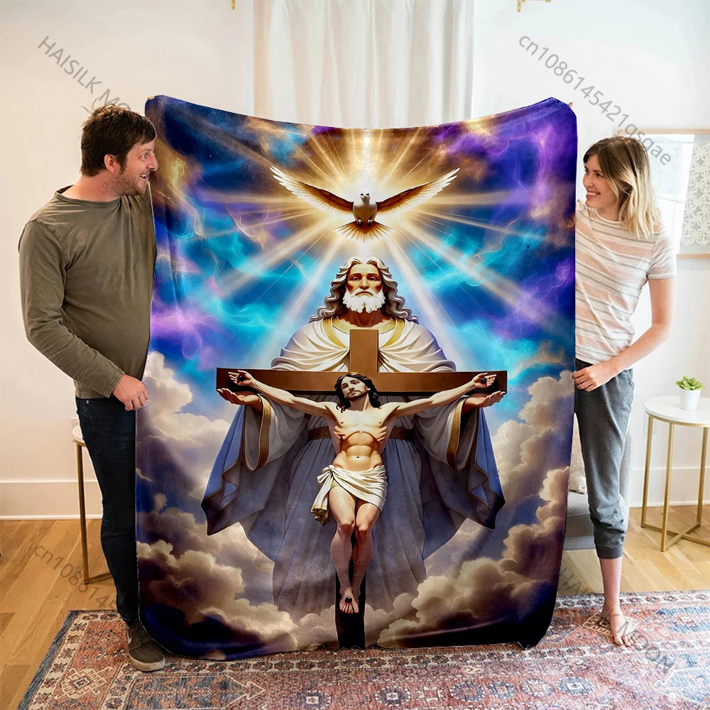1PC Holy cross and white dove Print Blanket Warm Soft Fluffy Kids and Adult Sofa Bed Throw Blanket Outdoor Travel Camping RV