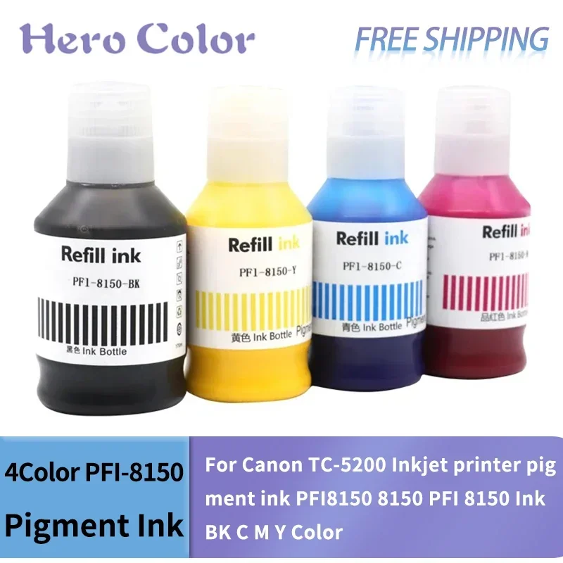 4 farbe PFI-8150 Pigment Tinte Kompatibel Für Canon TC-5200 Inkjet drucker pigment tinte PFI8150 8150 PFI 8150 Tinte BK C M Y Farbe