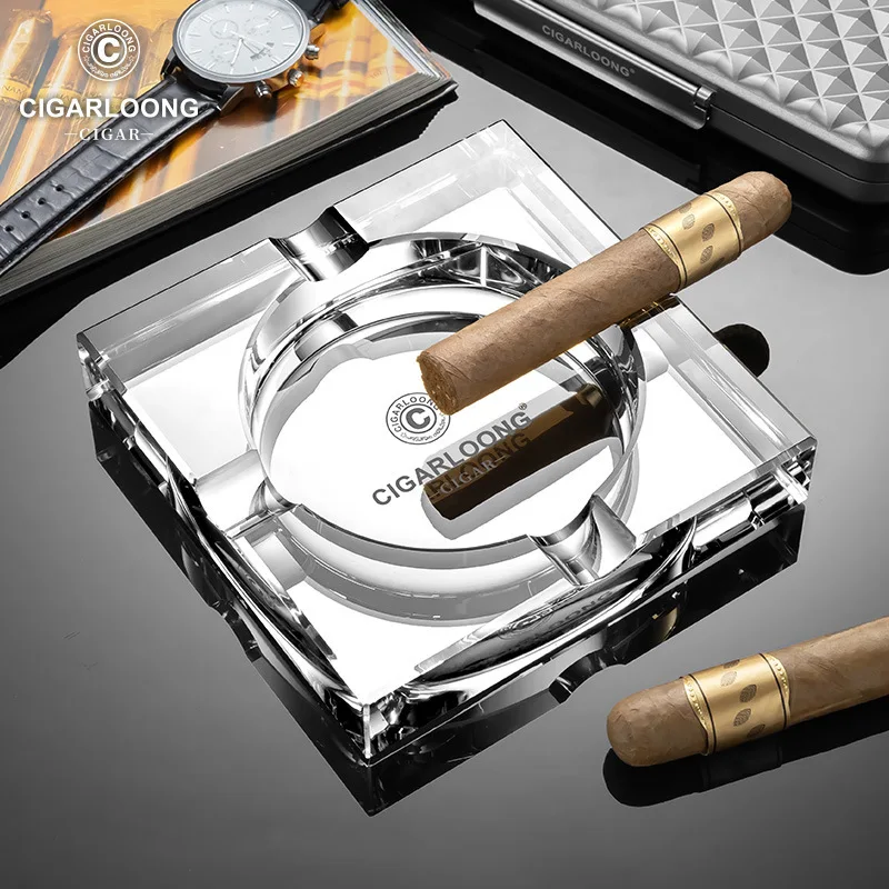 

Премиальная пепельница для сигар с несколькими канавками | Стеклянная конструкция без свинца | Современный аксессуар для домашнего офиса
