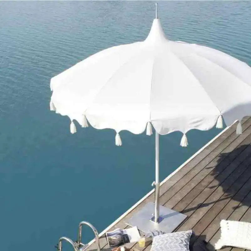 Good Quality Low Price Outdoor Pool Garden Park Beach Umbrella UV 50+ Parasol Large Pagoda Umbrella with Tassels