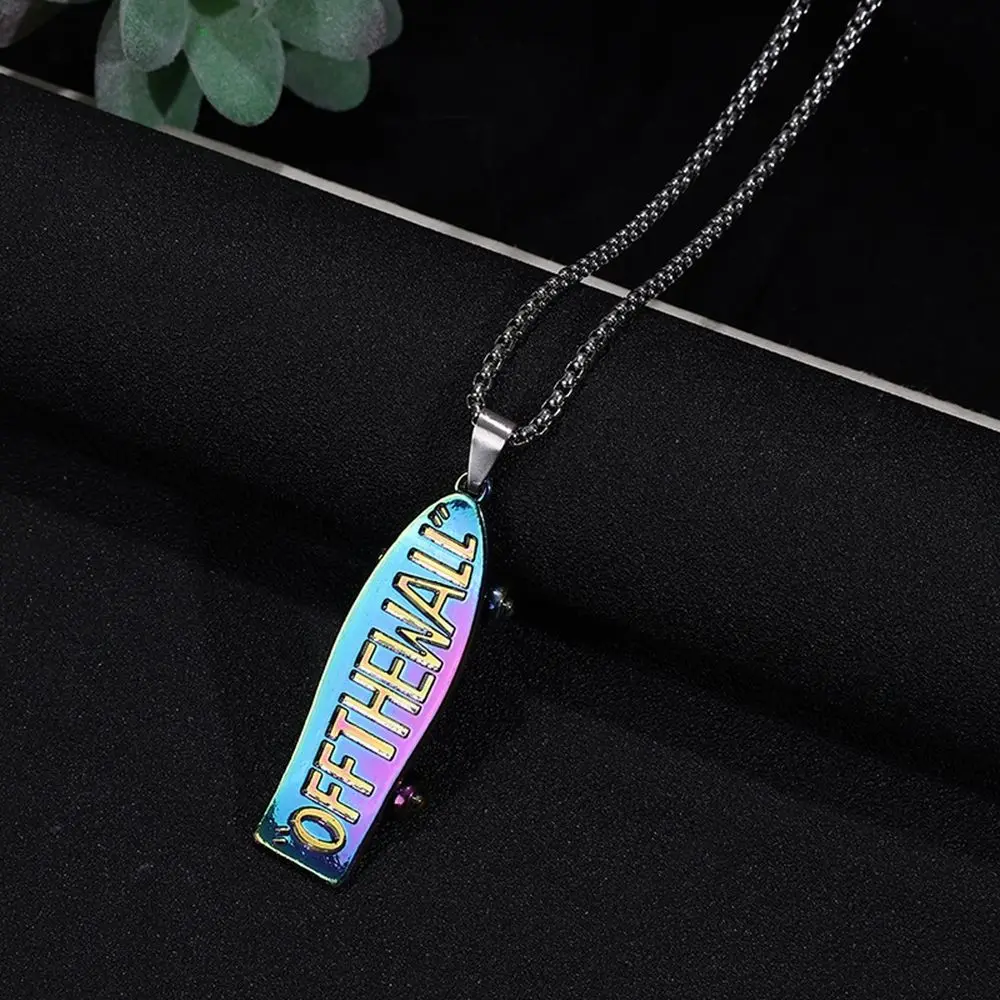 Steel Male Jewelry Silver Long Sweater Chain Letter Skateboard Necklace Women Clavicle Chain Korean Style Necklace Men Necklace