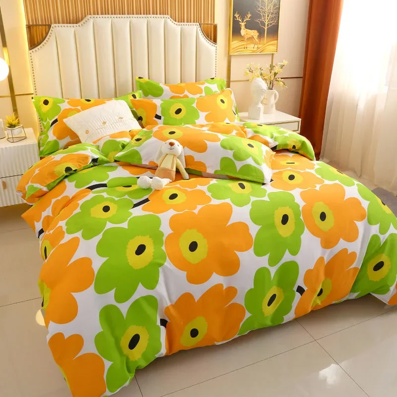 JUSTCHIC Spring Summer Pastoral Flower Printed Polyester Duvet Cover Single Queen Size Home Bedding Comforter Quilt Cover