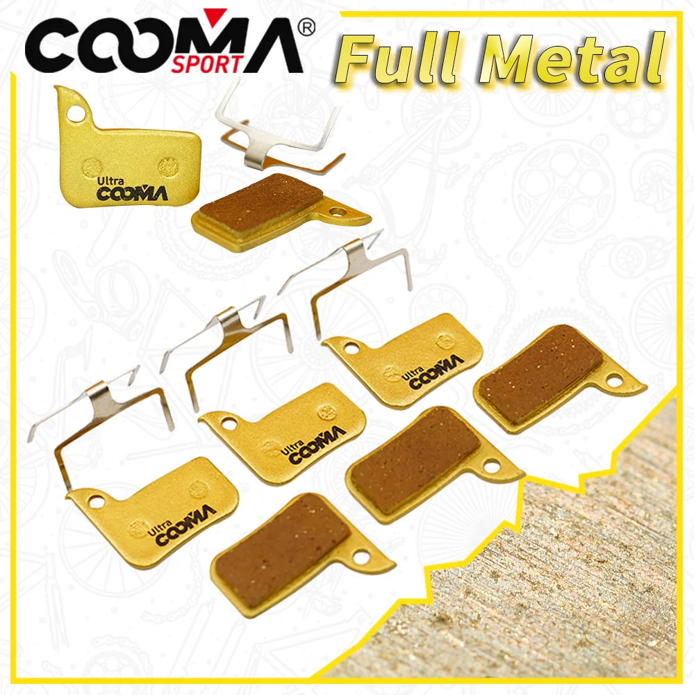 Bicycle Disc Brake Pads for SRAM MONOBLOCK CALIPER 2017-2019 LEVEL, RED, FORCE, RIVAL Caliper, 4 Pairs, Gold Full Metal