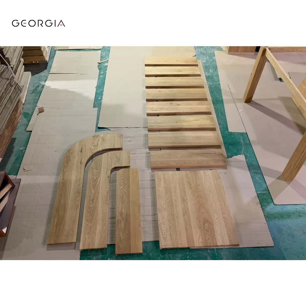 Customization Custom Solid Oak Stairs Treads Interior Curved Indoor Floating Wooden Staircase Spiral Wood Steps