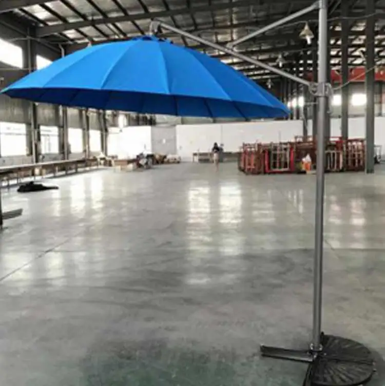 

New Arrival Aluminum arket Auto Tilt Patio Umbrella Fiberglass Hanging Roman Sunshade Umbrellas
