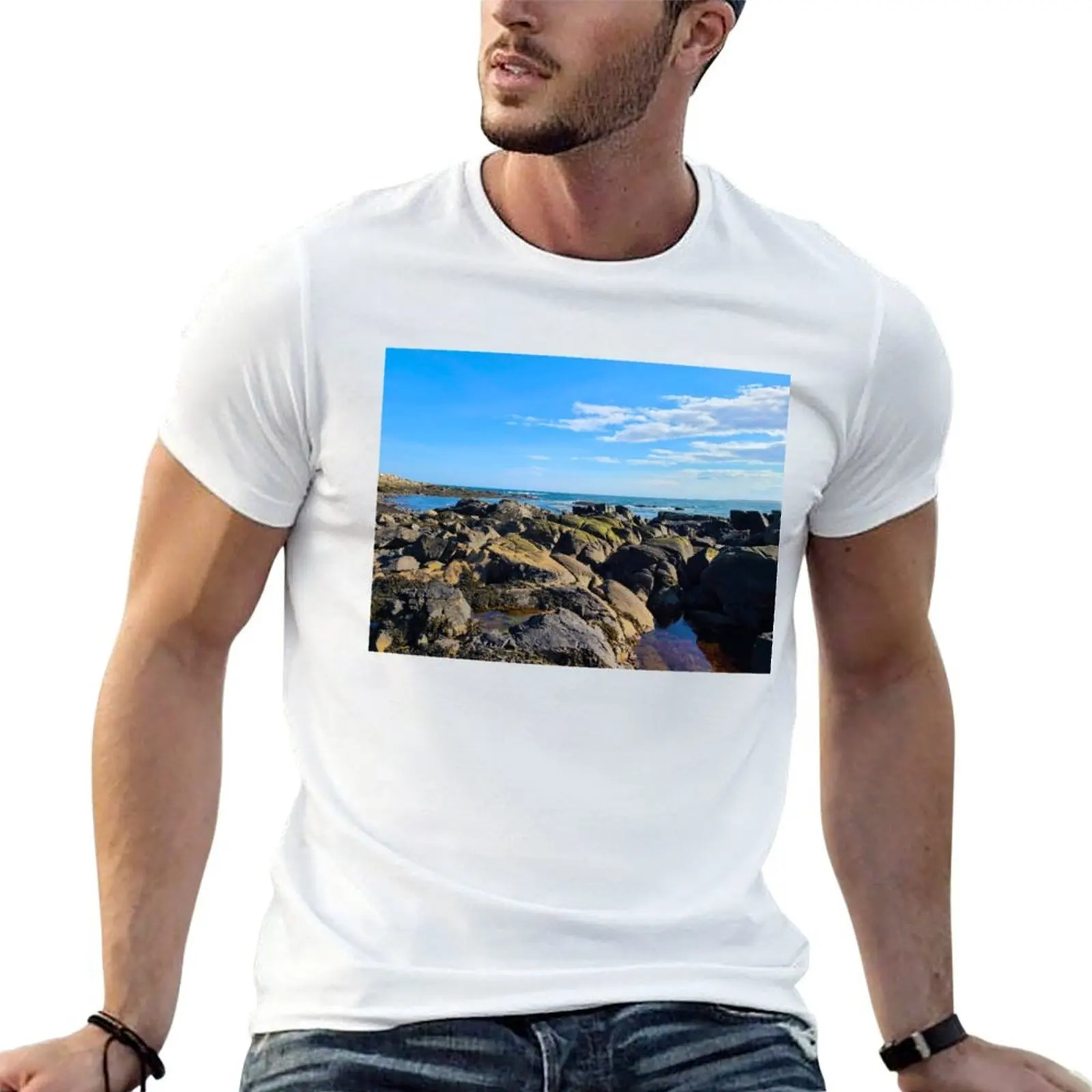 

Blue Sky and Ocean Views T-Shirt t shirts for man cotton t shirts with prints T-Shirt