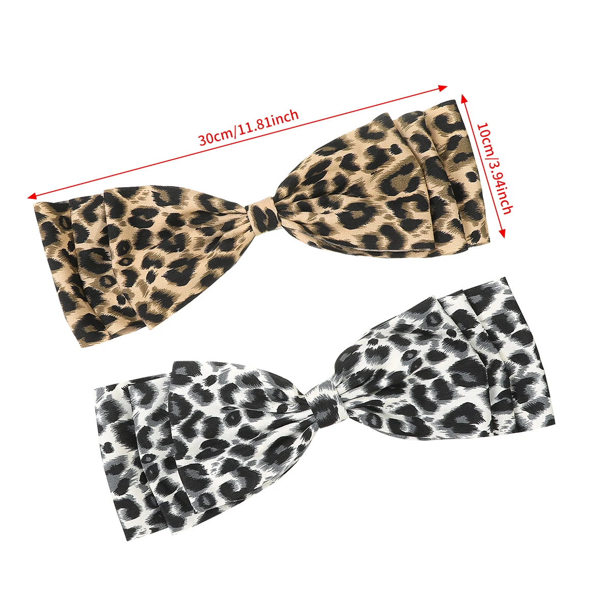 AWAYTRNew Fashion Cloth Leopard Hair Clip Three Layers Big Bow Hairpin Spring Clip Barrettes Women Girls Hair Accessories