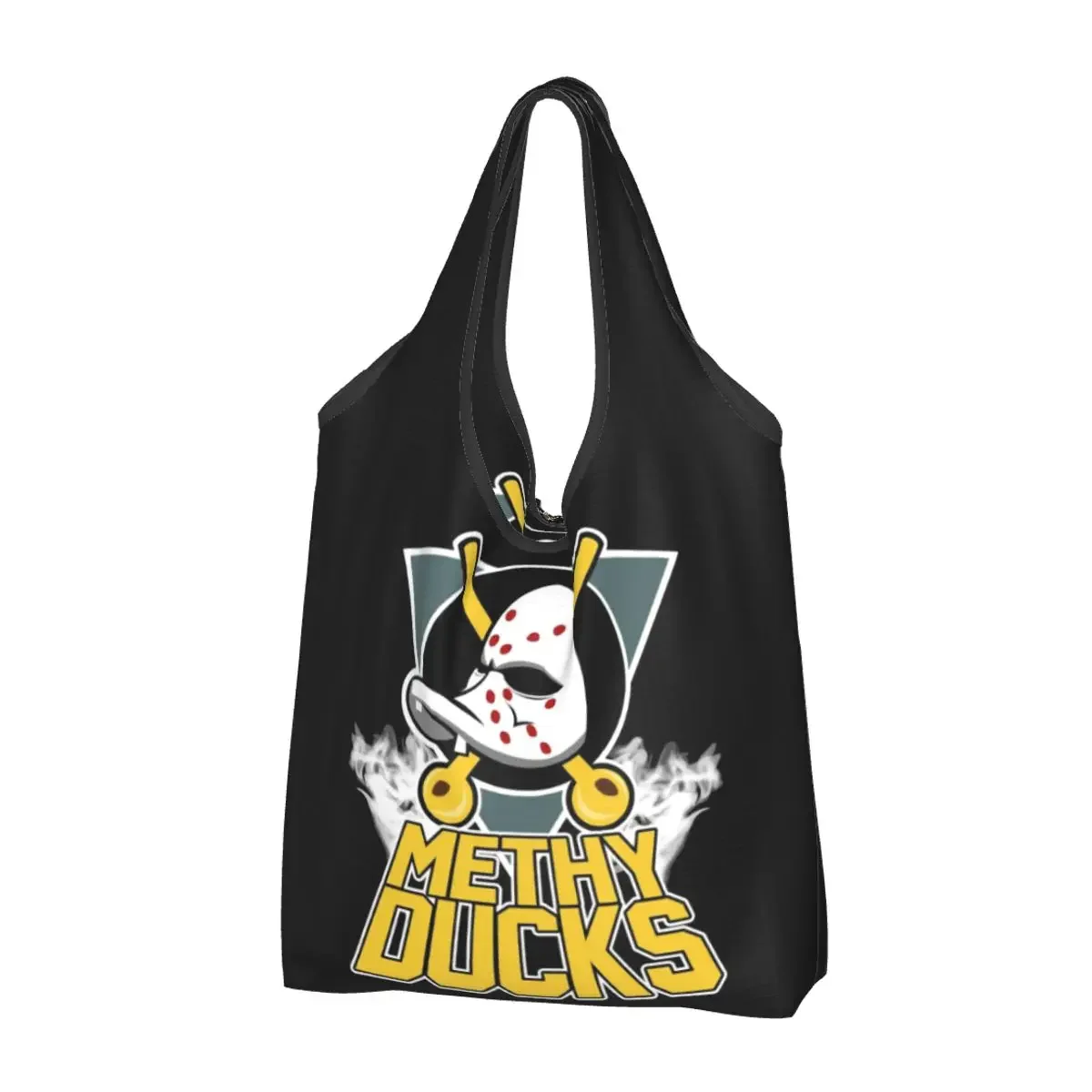 Custom Funny Duck Funny Sports Art Shopping Tote Bag Portable Mighty Ducks ANA Alternate Grocery Shoulder Shopper Bag