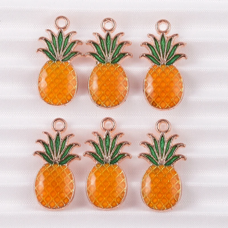 10 teile/los Mix Nette Emaille Obst Apfel Kirsche Ananas Traube Charms für Schmuck Machen Frauen Ohrringe Anhänger Halsketten Geschenke – Detail 31