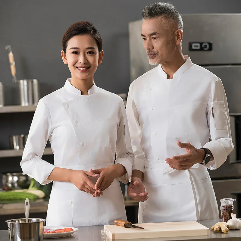 

Autumn and winter restaurant chef workwear for men, long-sleeved, suitable for hot pot restaurants, hotel kitchens, and canteens