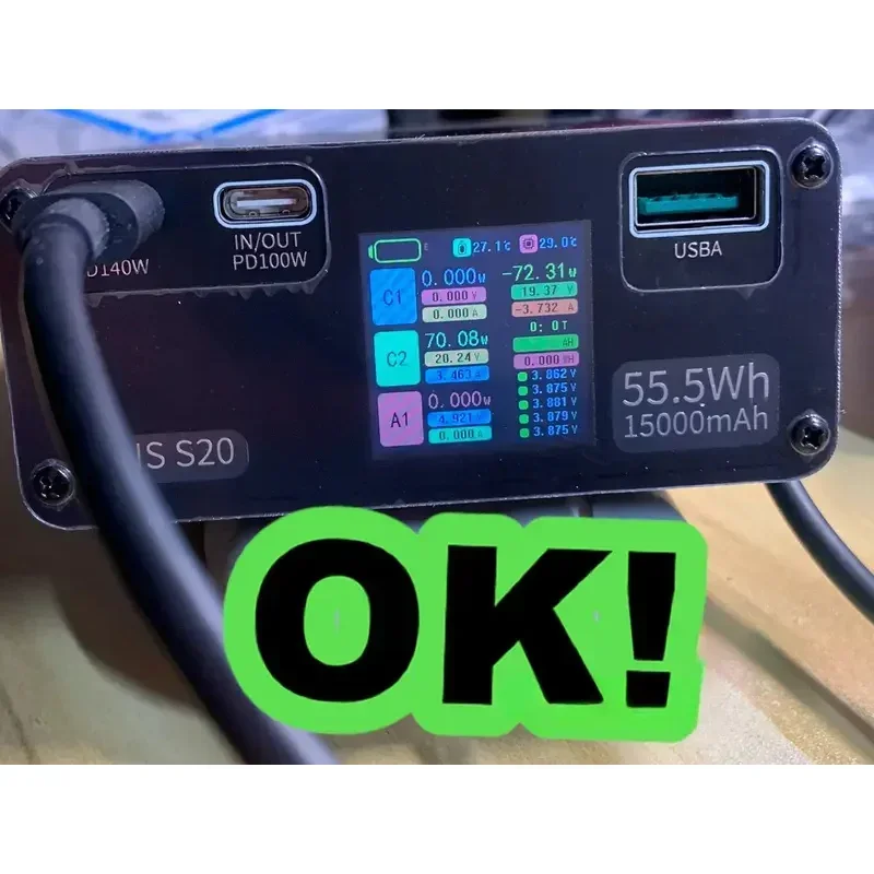 Il kit di alimentazione mobile senza saldatura con schermo a colori JNS S20 può essere installato con cinque kit di batterie al litio 21700 senza batterie