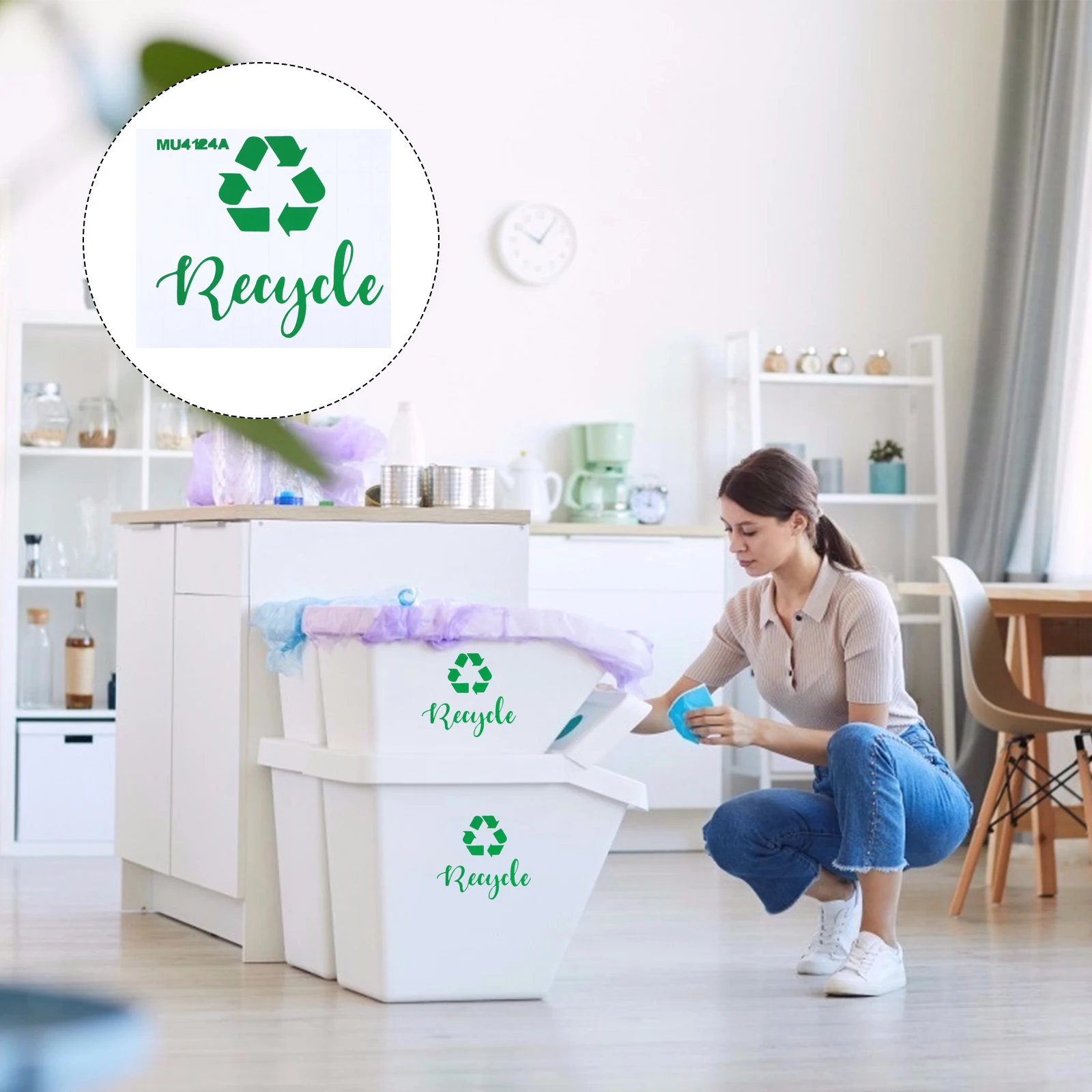 

Garbage Sorting Sticker Waterproof Self-Adhesive Trash Bin Decal Home School Use Recycle Logo Sign File Label Environmental