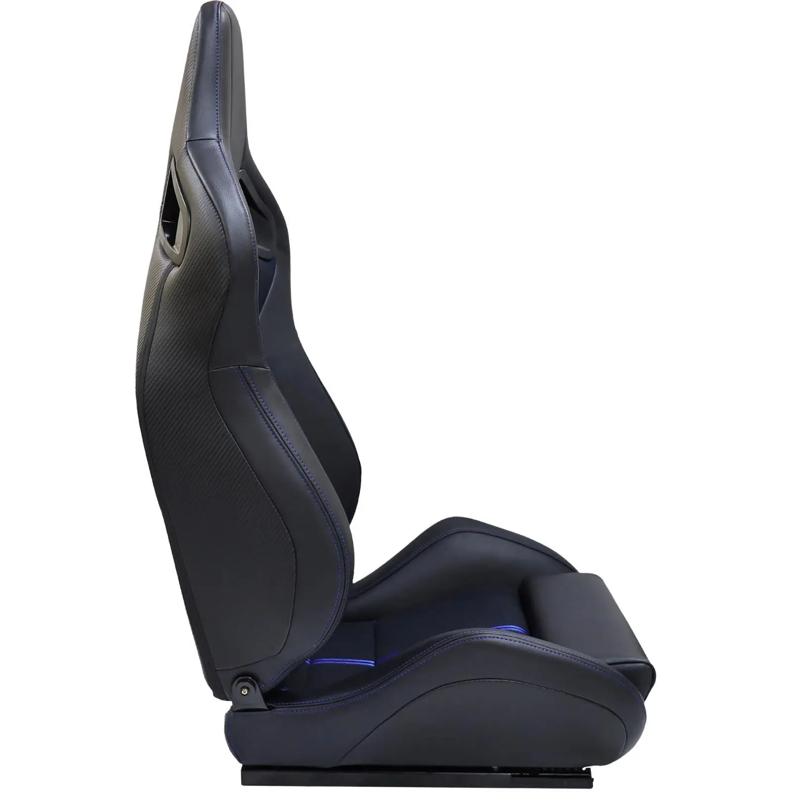 Sedile Auto Universale in Memory Foam, Design Ergonomico a Guscio, Blu con Barra Verticale Ricamata per Upgrade Auto