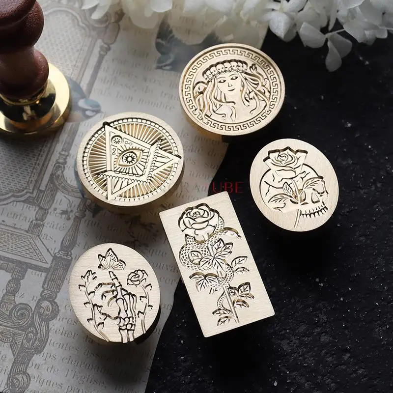 Multilayer Engraving Wax Seal Stamp Medusa All-seeing Eye Rebirth Rose Bones Eternal Gift Wedding Greeting Card Decoration Tools