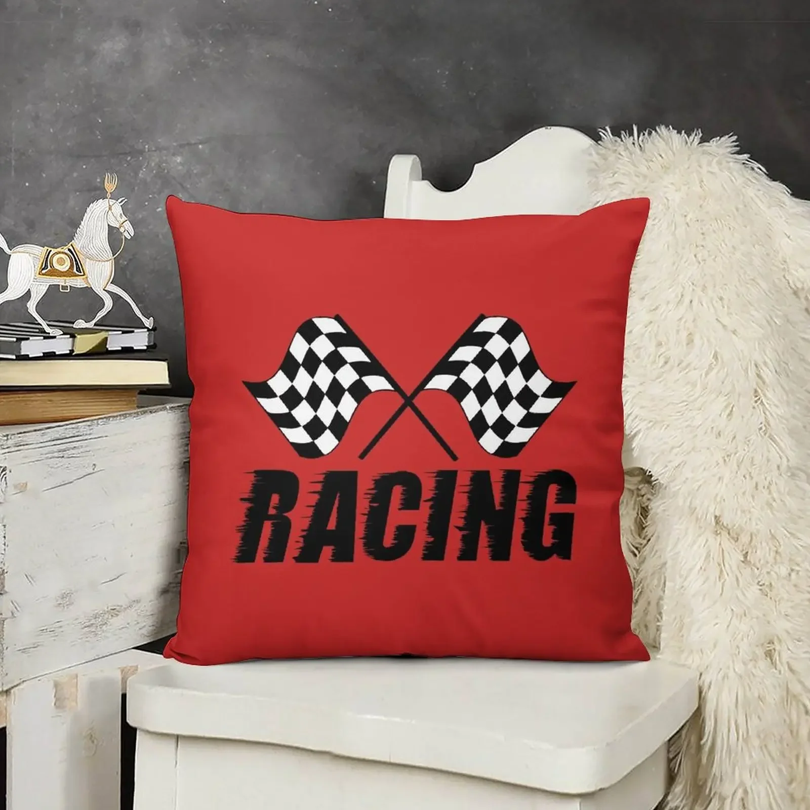 

Racing Flags Checkered Flag Car Window Bumper Decal Throw Pillow Luxury Pillow Cover christmas supplies pillow