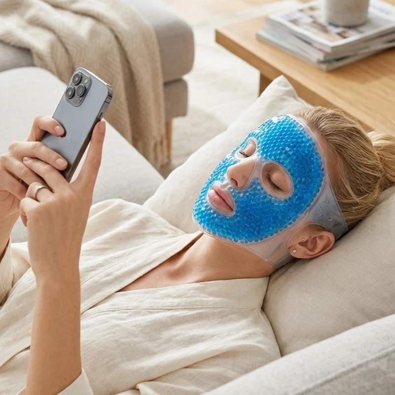 Yoga and Fitness Reusable Gel Eye Mask and Cold Compress Facial Mask - Suitable for Both Men and Women
