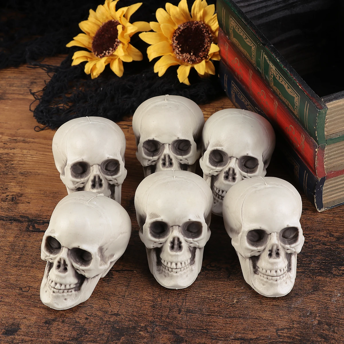 

6pcs Ornaments Party Props Plastic Decor Scary Accessories Halloween Halloween Props Party Skull Skull Decor Desktop Decoration