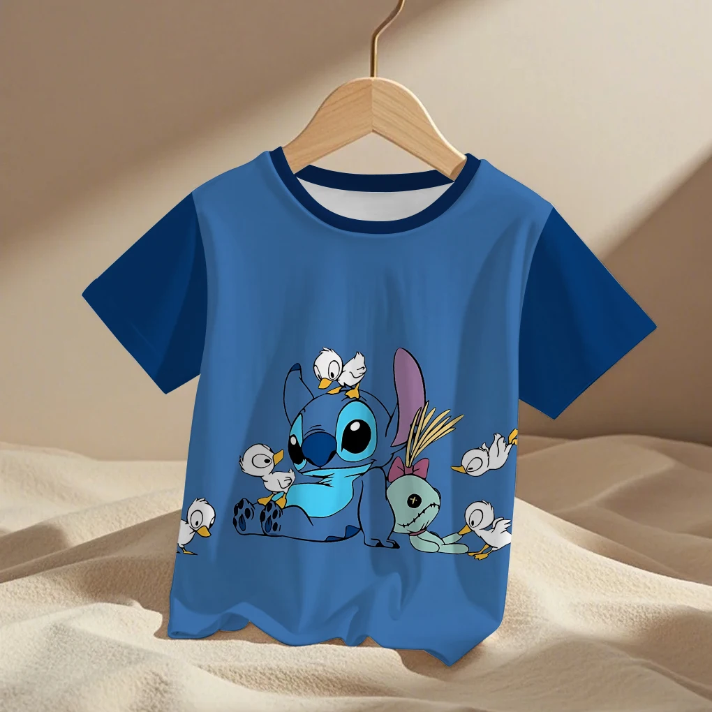 

Lilo Stitch Trucksuit Kids T-Shirt Kawaii футболка аниме мультфильмы детская повседневная одежда футболка для маленьких девочек и мальчиков модный топ Y2K