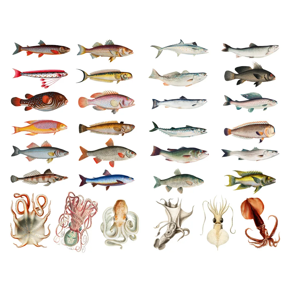 

1 PCS Sea Fish Octopus Decor Stationery Book Journal Stickers Scrapbooking Agenda Diary Food Logo Paper Flakes