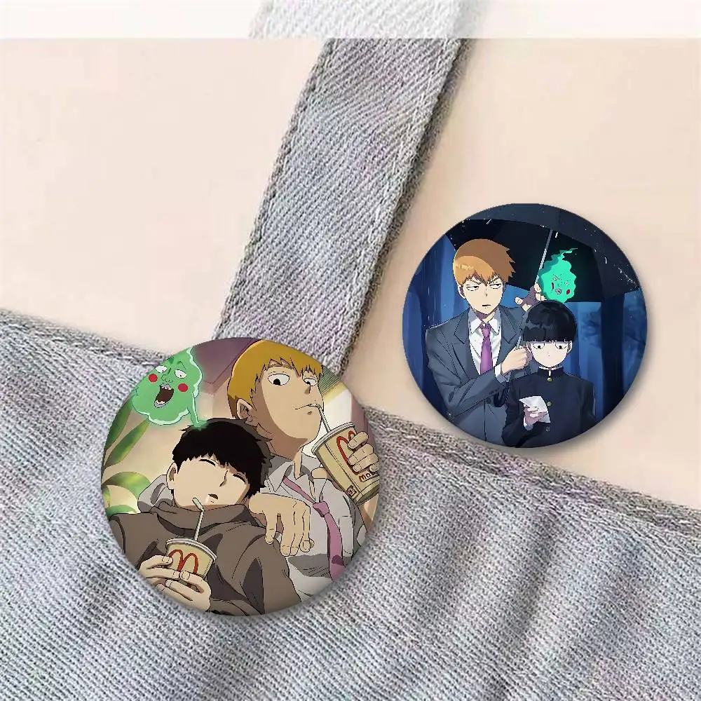 أنيمي M-Mob النفسي 100 شارات لينة زر دبوس مشرق مطبوعة أيقونة هدية للأصدقاء شارة طوق بروش التلبيب دبوس معدني #2