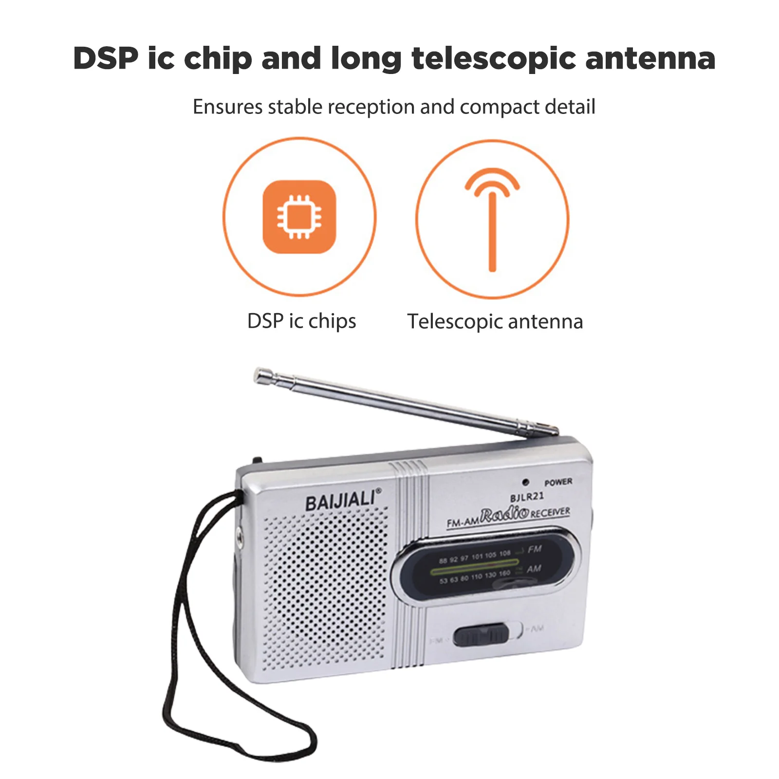 KK-218 AM FM Radio Telescopic Antenna Radio Receiver AA Battery Operated Portable Radio Best Reception For Elder Home Outdoor
