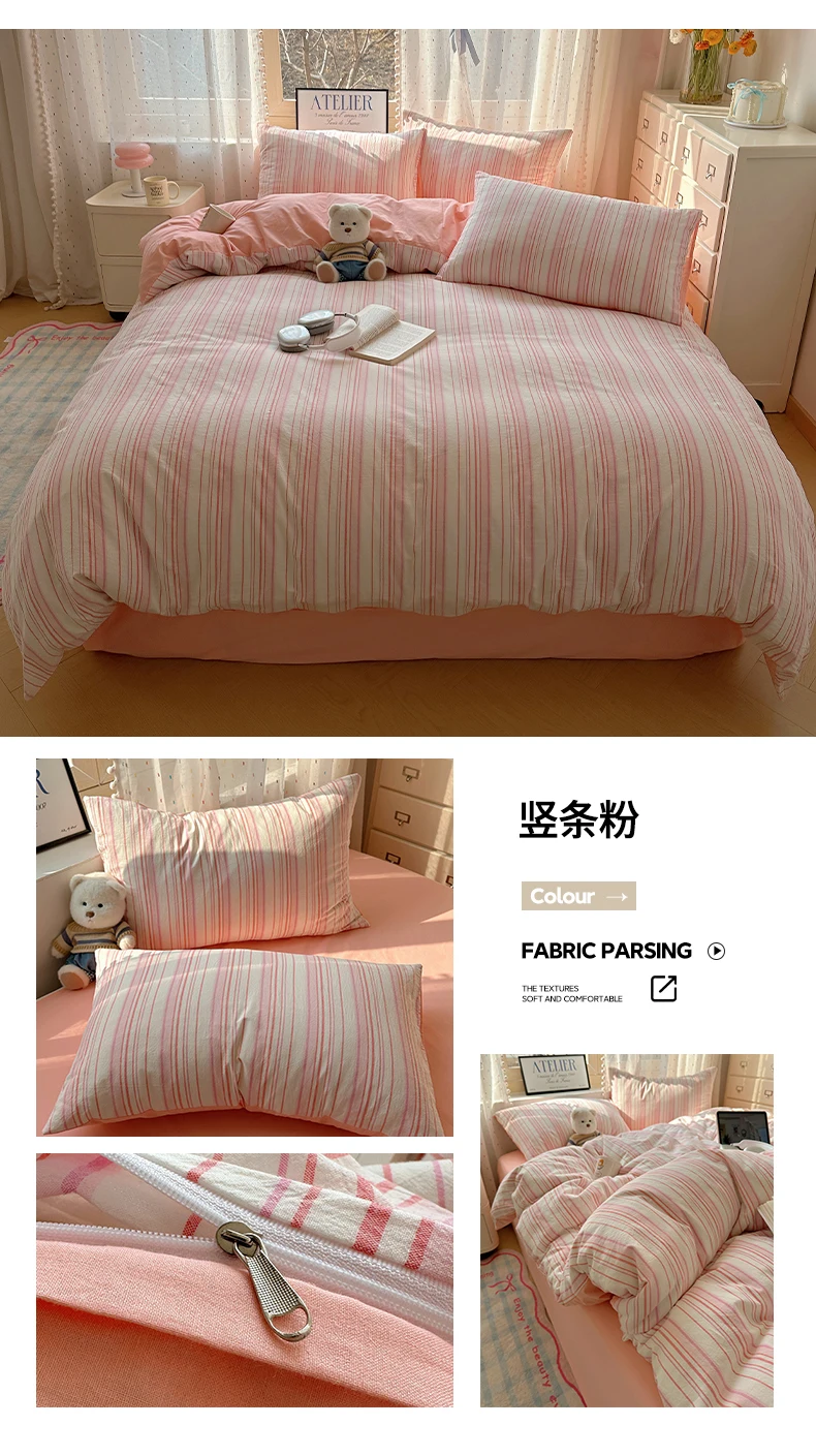 100% Cotton Yarn-dyed Duvet Cover Set or Single Quilt Covers Skin-friendly Breathable Blanket Cover Soft Plaid Comforter Cover