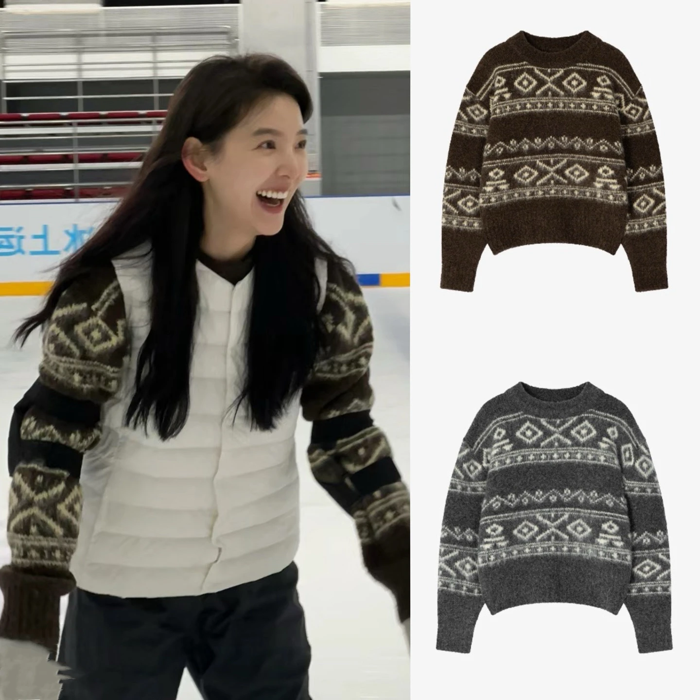 

Sli Retro Knitted Alpaca Wool Sweater Bubble Sve Faionable Base Layer irt round Ne Commute Sle Regular Length