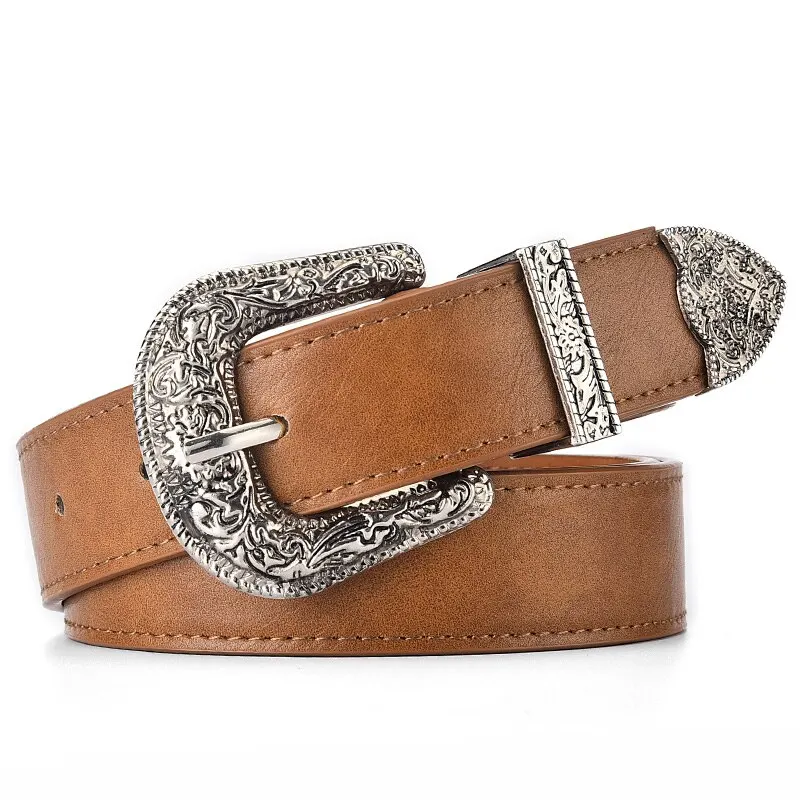 حزام نسائي خمر منحوتة إبرة مشبك حزام رجالي الشرير الهيب هوب روك نمط حزام البنطال الجينز Y2K حزام بولي حزام حزام جلد حزام رخيص #5