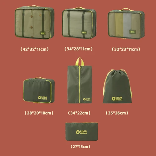 Imagen 2 del producto Juego de bolsas de viaje de 7 piezas, bolsa organizadora gruesa, bolsa organizadora de equipaje portátil multifuncional, Maleta impermeable, cubos de Pakcing