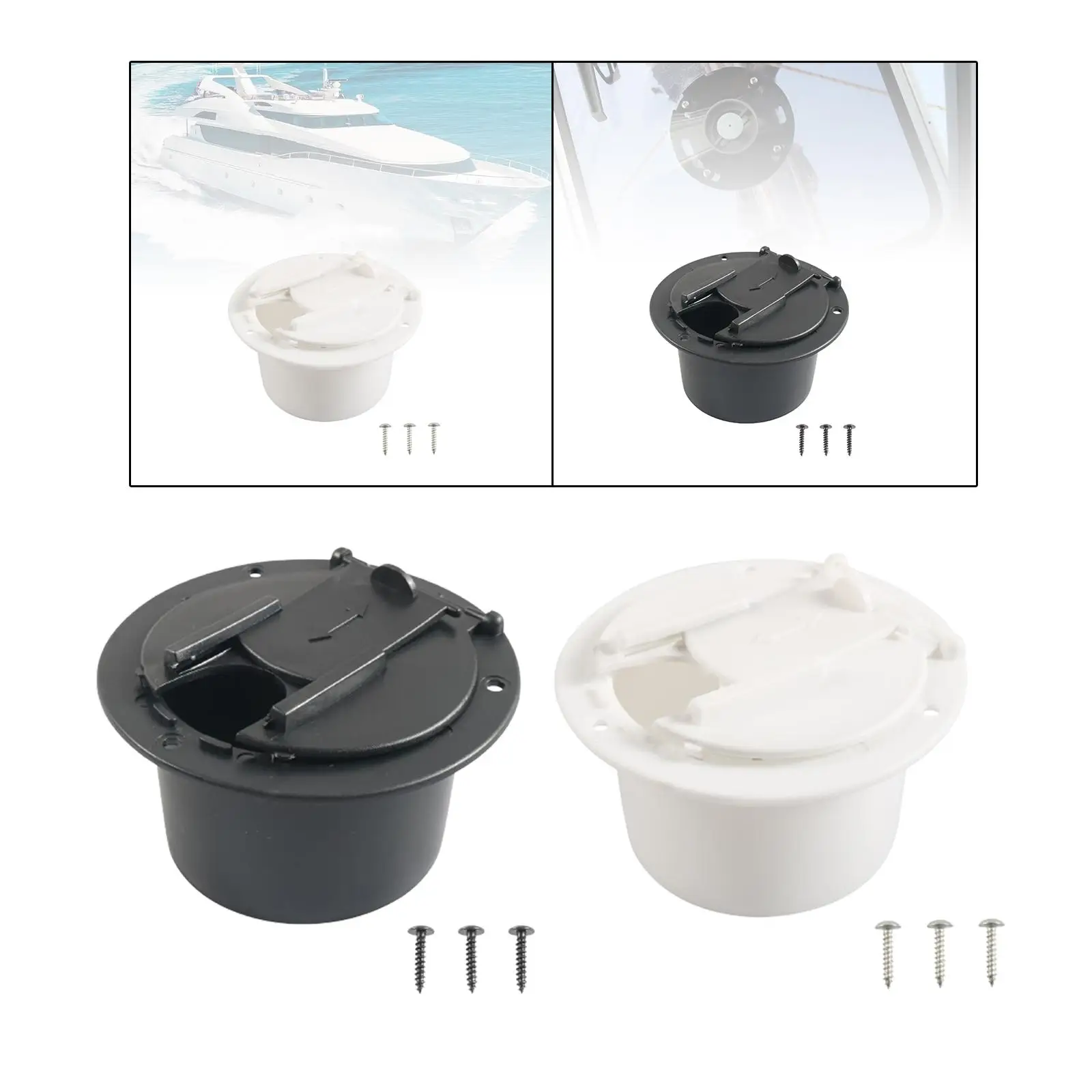 

Generic Electrical Cable Hatch Professional Easy to Install Sturdy Repair Parts Door Hardware with Screws Power Cord Hatch Cover