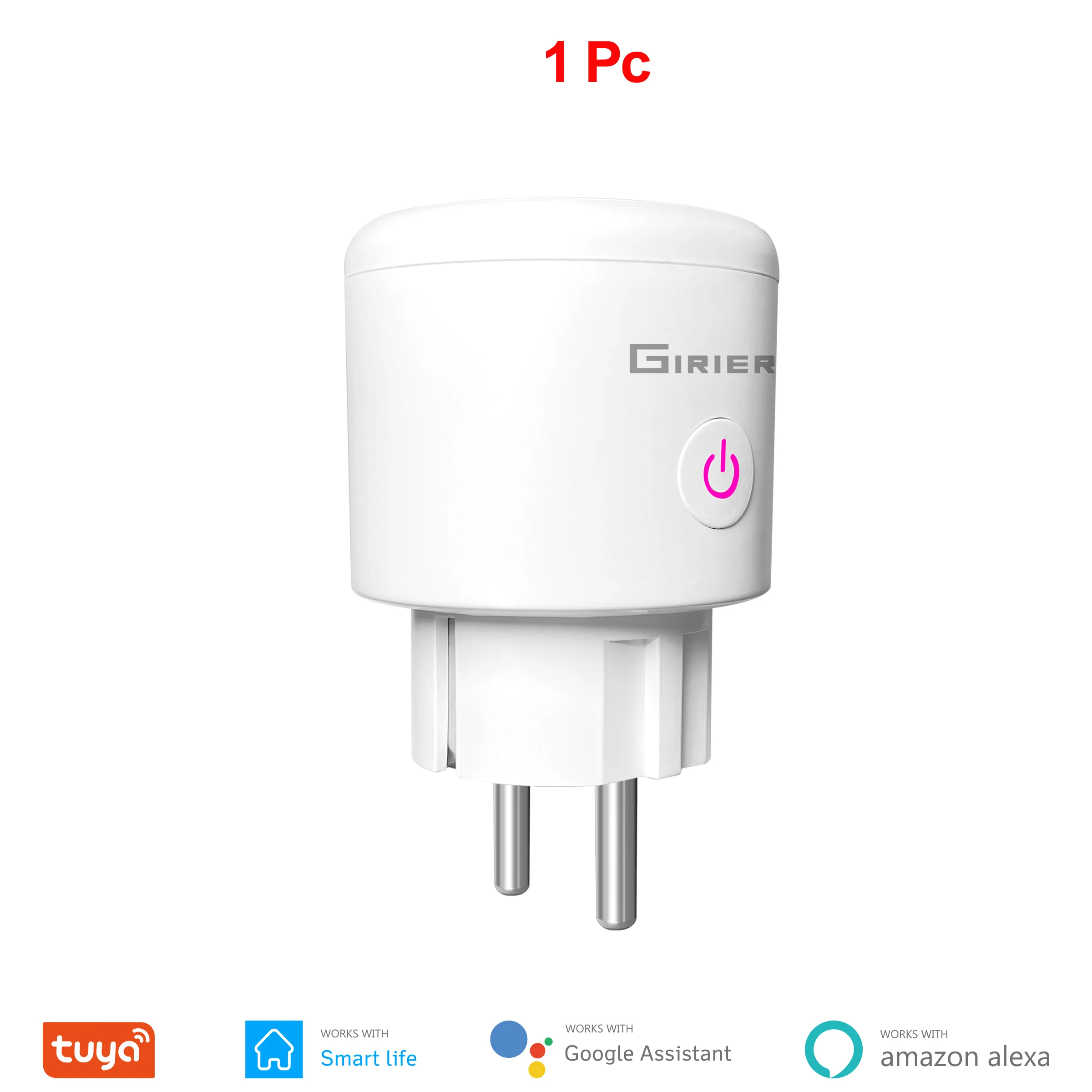 GIRIER Tuya Smart Wifi Stecker EU mit Power Monitoring 20A Smart Steckdose 4200W Kompatibel mit Alexa Hey Google Yandex Alice