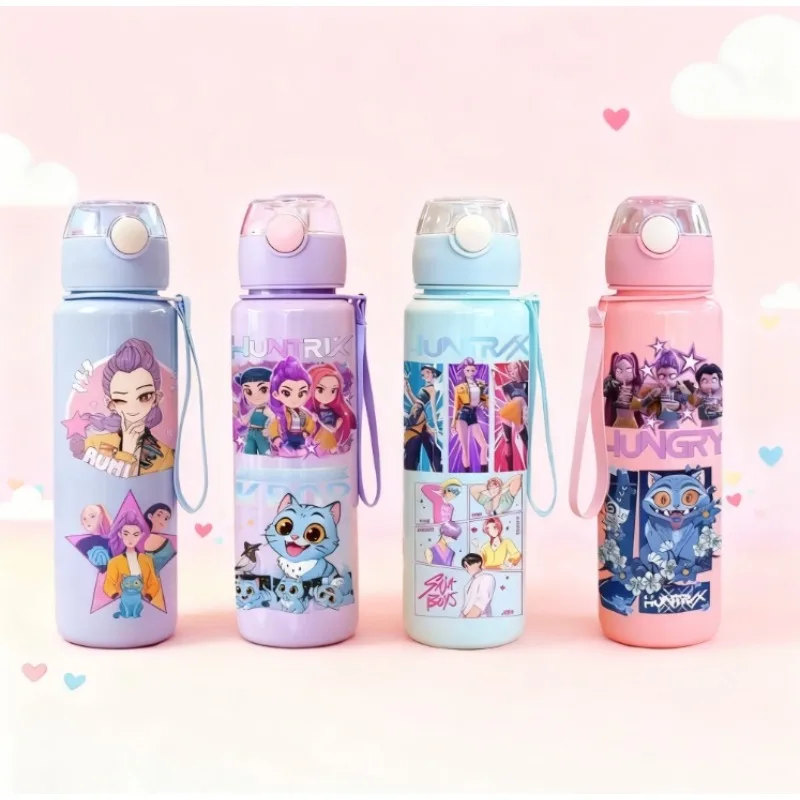 KPop شيطان الصيادين كوب ماء رياضي Huntrix المحمولة حبل شرب زجاجة المشي لمسافات طويلة السفر الصالة الرياضية اللياقة البدنية أباريق طفل هدية عيد ميلاد #2