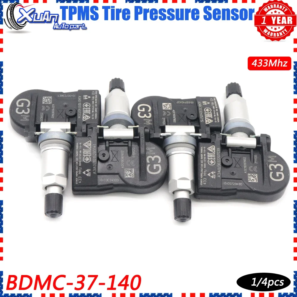 XUAN TPMS Tire Pressure Sensor Monitoring System BDMC-37-140 For Mazda 2 3 5 6 B-Hatch Xev CX-30 CX-5 CX-6 CX-9 CX-50 433MHz