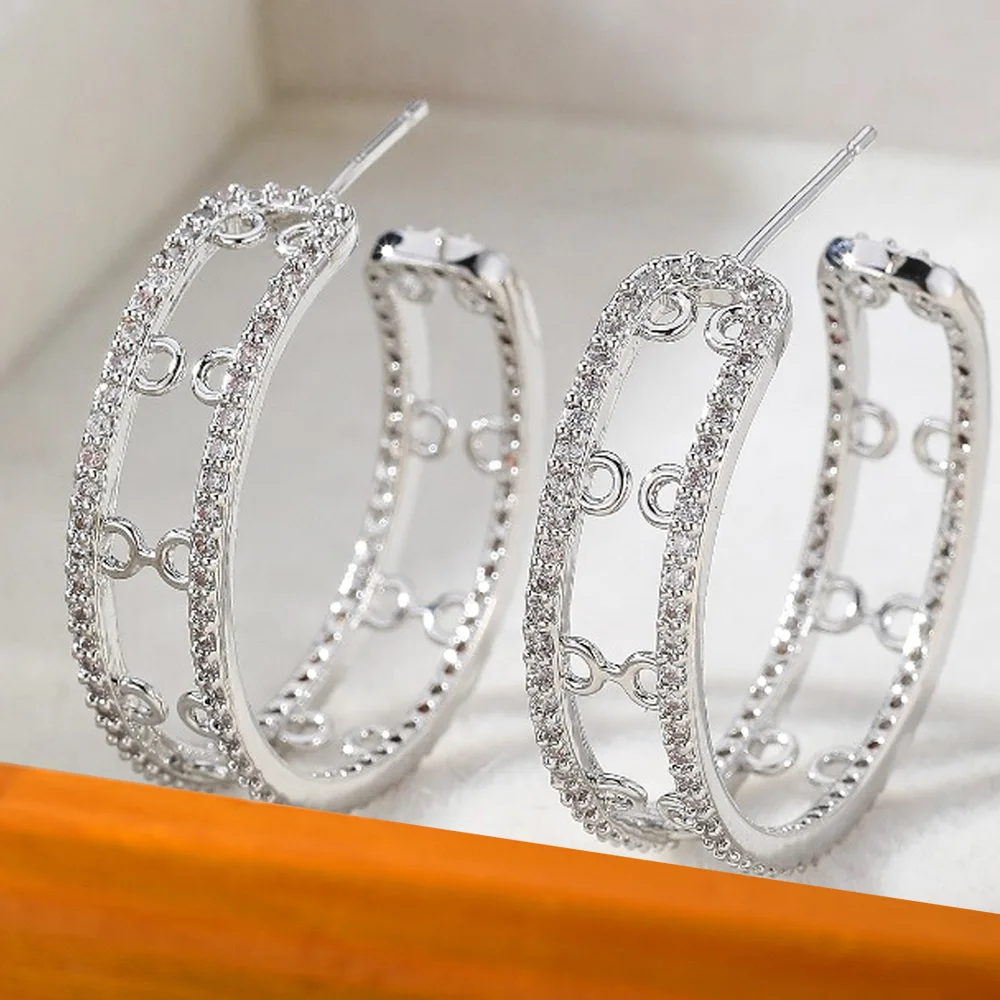 

Missvikki New Luxury Romantic Hollow Big Hoop Earrings Gorgeous Sparkling Bridal Wedding Noble Fashion Woman Jewelry New