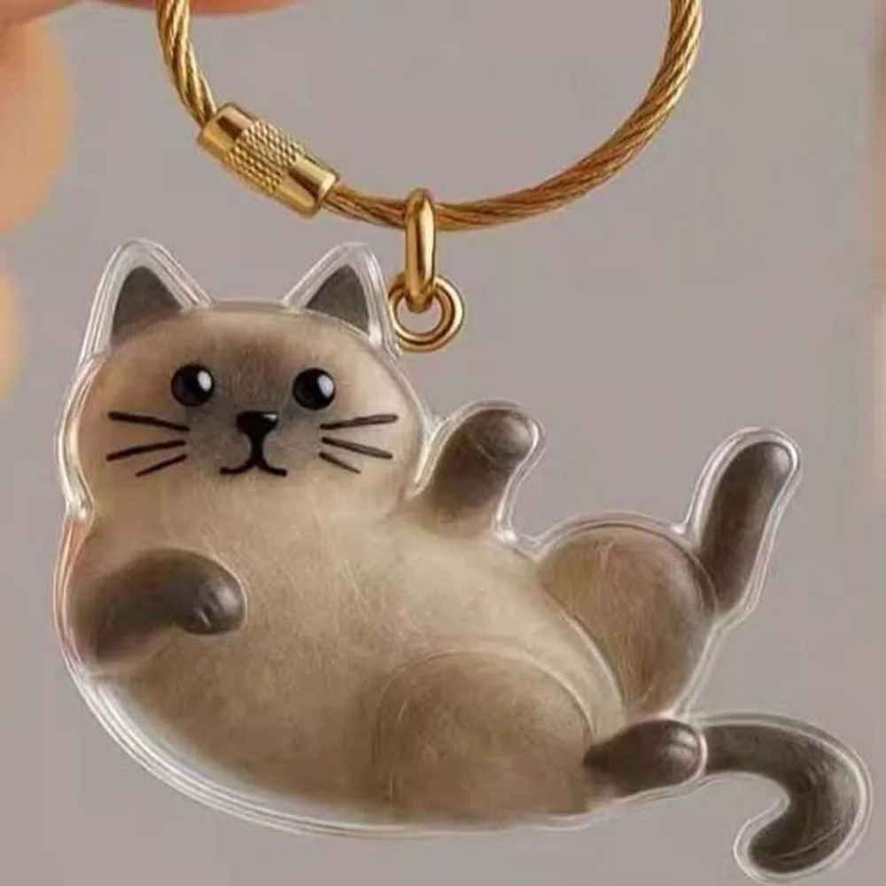 Transparent Acrylic Keychain Cat Hair Storage Capsule Animal Shaped Portable Rabbit Hair Storage Box Handmade Stylish