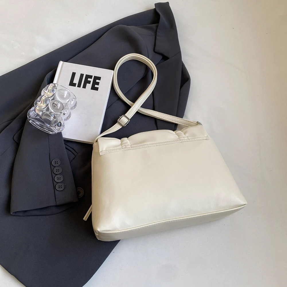 

Women Bowknot Pu Shoulder Bag Large Capacity Bag With Adjustable Shoulder Strap Shopping Bag Stylish Fashion Solid Color Handbag