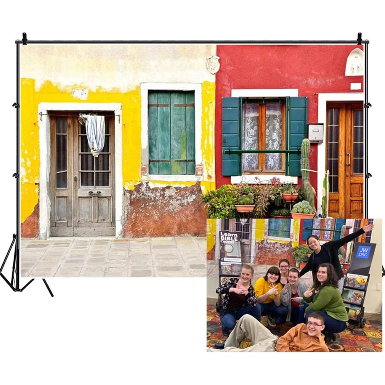 Italy Old Town Street Backdrop Rustic Photography Background Colorful House European Portrait Wedding Birthday Party Decoration