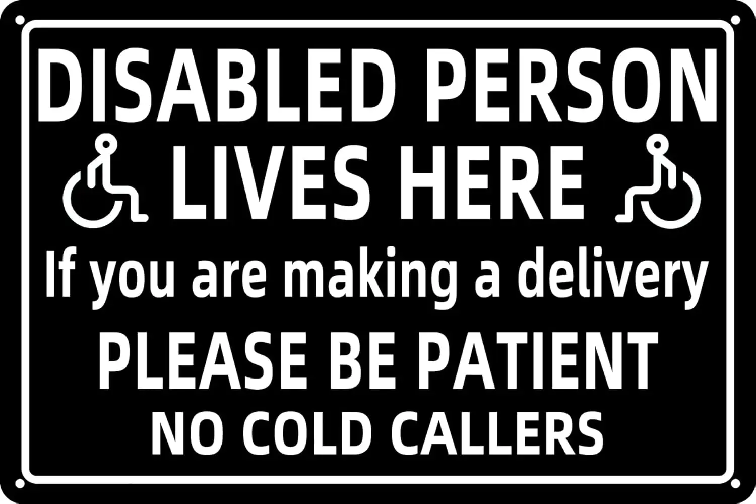 Warning Metal Tin Sign Disabled Person Lives Here Notice Signage for Door Gate Farmhouse Porch Home Yard Security Notice Sign Wa