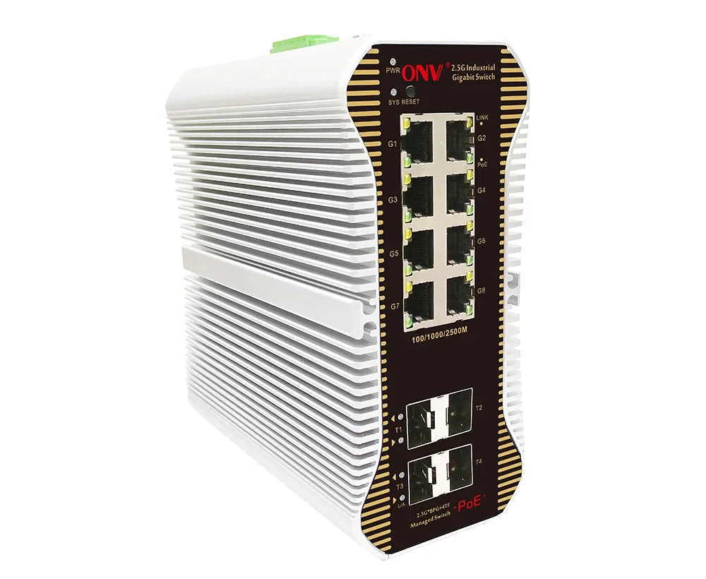 ONV 12-port 2.5G Managed Industrial PoE Fiber Switch