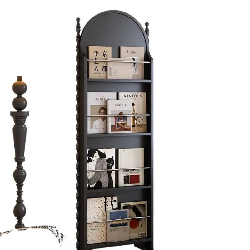 Floor-to-ceiling movable household solid wood multi-functional rack, full-length mirror integrated display rack