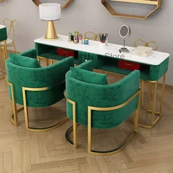 GY-Nordic Marble Conjunto de mesa e cadeira de manicure profissional, solteiro, duplo, luxo, móveis de salão, moderno