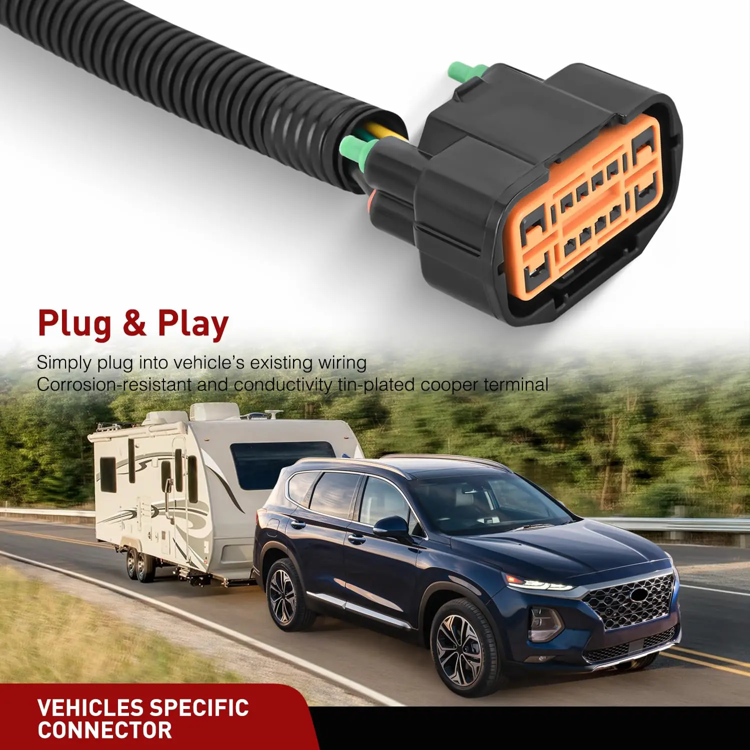 Nilight 4 Pin Custom Trailer Wiring Harness 56420 Vehicle Side | Compatible with Hyundai 2019 2020 2021 2022 2023 2024 Santa Fe Santa Cruz Palisade Tucson Kia Telluride Sorento Carnival