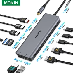 MOKiN USB-C Hub 2x4K HDMI+DP+4xUSB 3.1/2.0+RJ45+Audio+SD/TF+100W PD Ultimate Laptop Docking Station for MacBook Pro/Air PC Hub